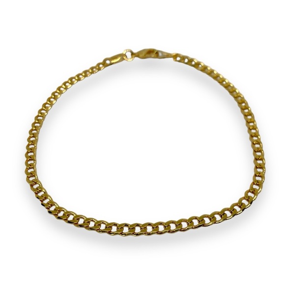 Curb Chain Anklet 1/8” Wide Brazilian 18k Gold Filled 10” Long w. Lobster Clasp - Picture 5 of 5